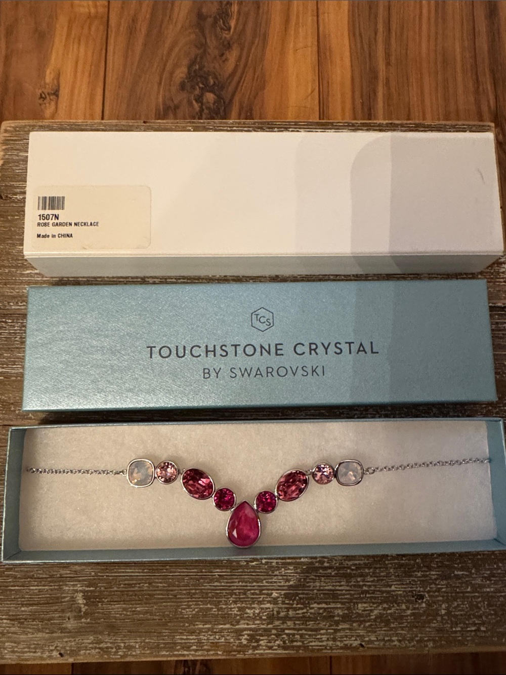 Brand New in Box Touchstone Crystal Rose Garden Necklace